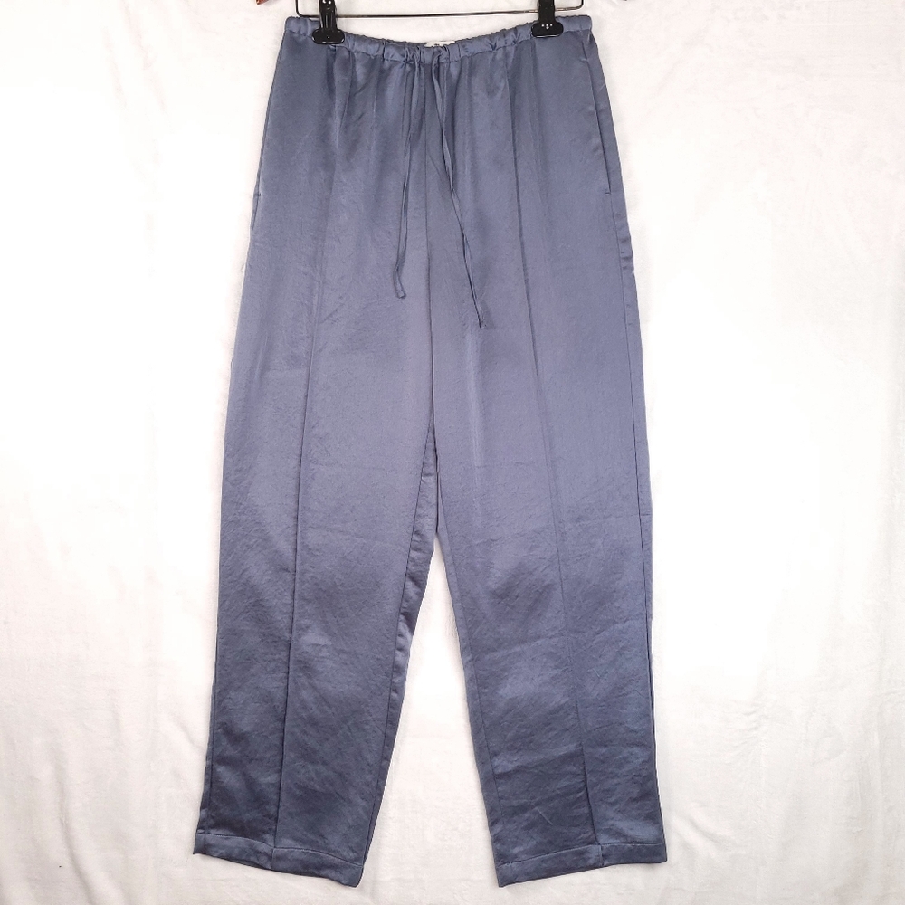 Madewell Pintucked Slim Pull On Pants in Satin Sunfaded Indigo S